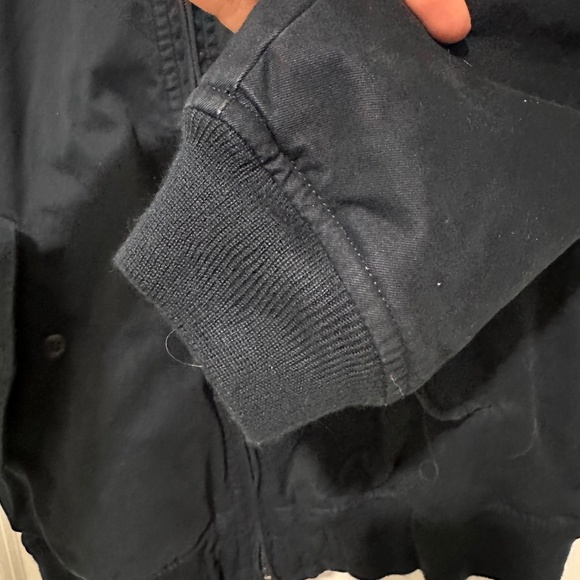 Gap Kids Vintage | Vintage Gap Kids Utility Bomber Jacket Navy Outer Red Lining - Picture 8 of 12